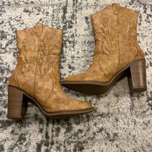 Altar'd State Tan Western Block Heel Boots